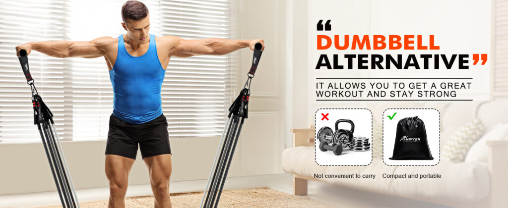Man performing resistance training with HPYGN fitness bands